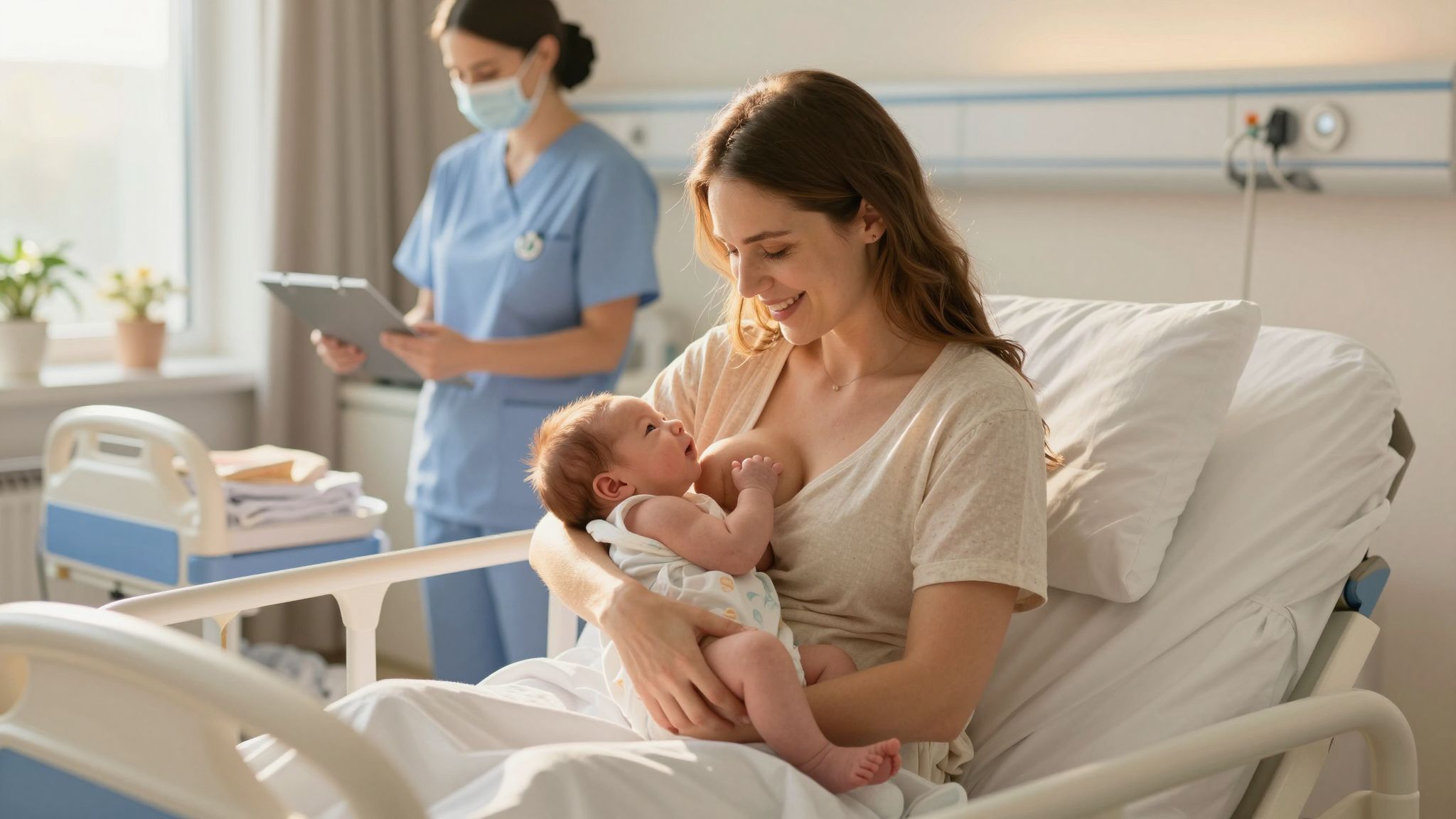 A császármetszés után is fontos a korai bőrkontaktus.