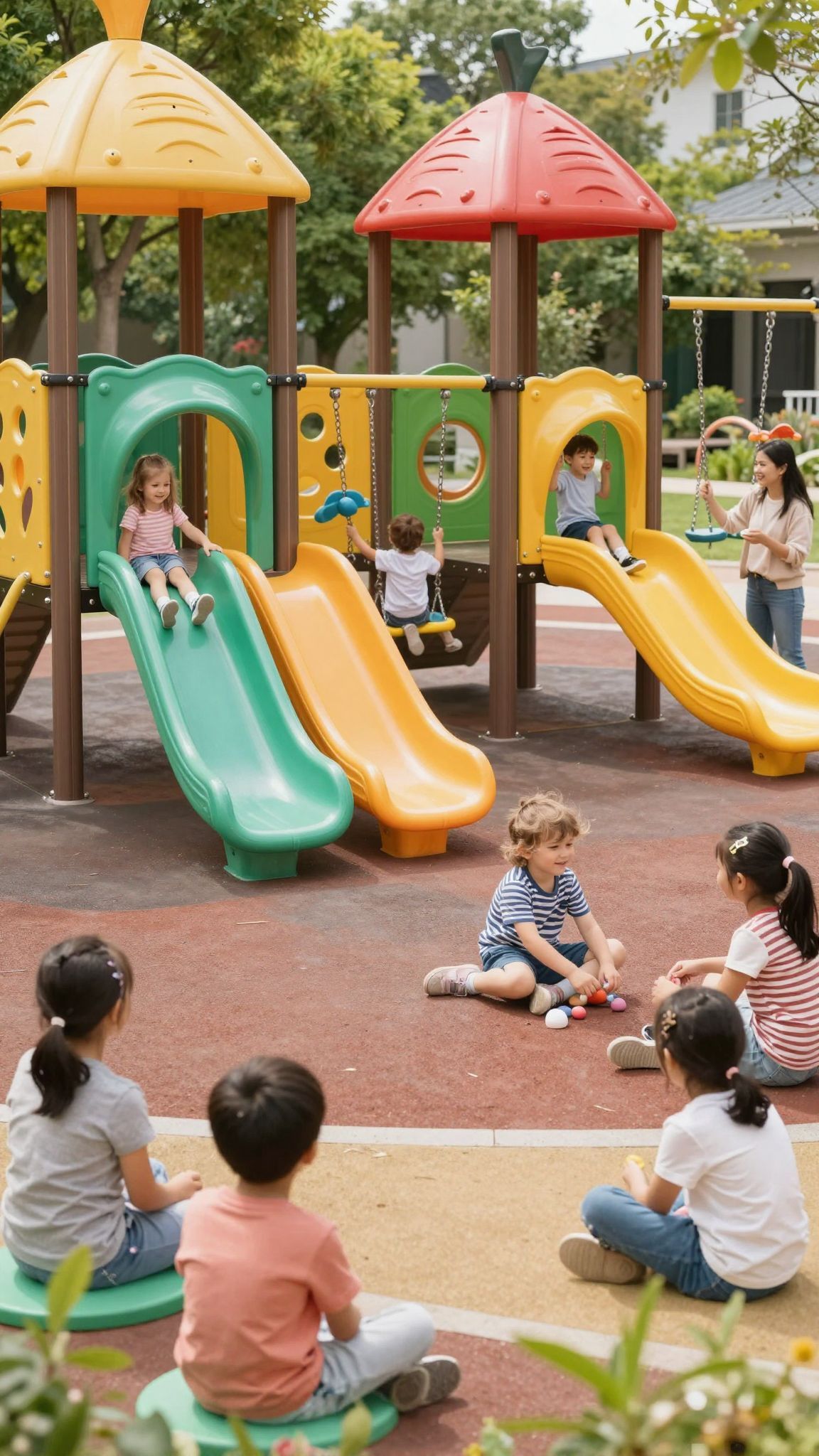 A játszótér a kreativitás és szociális készségek fejlesztésére szolgál.