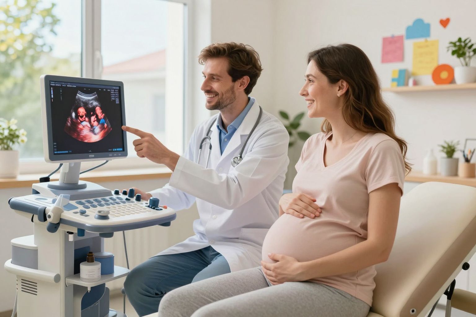 A dupla terhesség diagnózisa ultrahanggal történik.