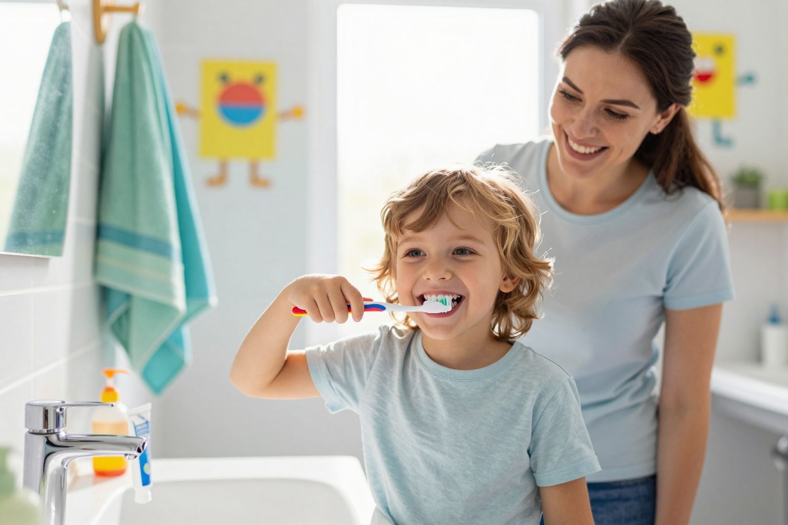 A szülők pozitív példaadó szerepe alapja a fogmosásnak.