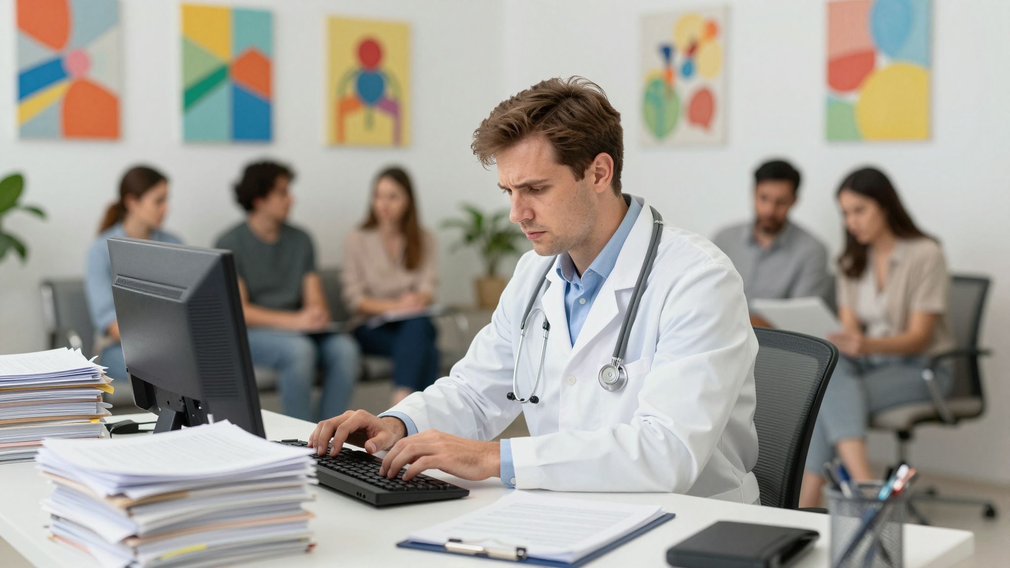 A papírmunka csökkenti az orvosok betegekkel eltöltött idejét.