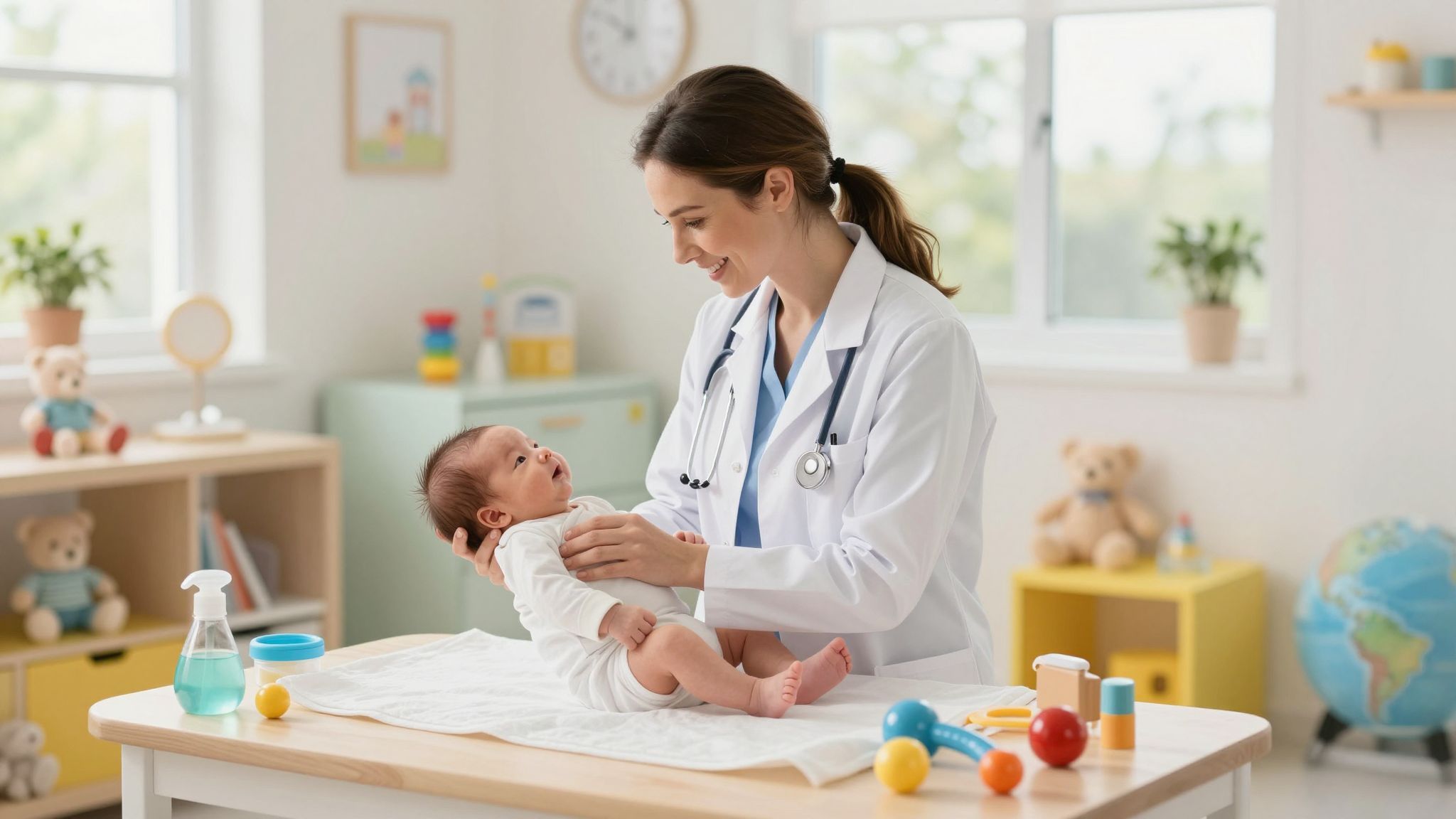 A csecsemőorvos segíti a fejlődést és a biztonságot.