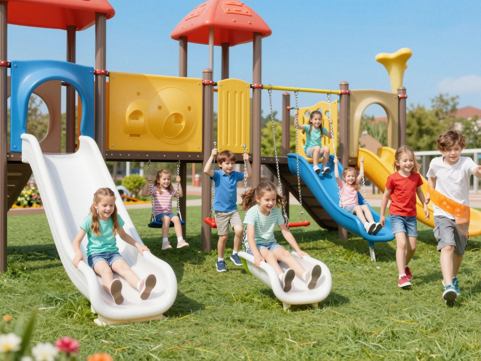 A biztonságos játszótéri eszközök elősegítik a fejlődést.