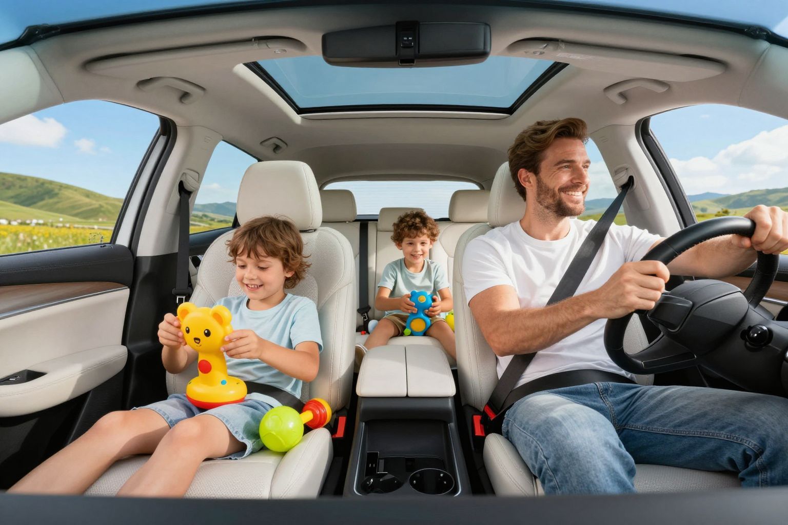 Az ergonomikus ülések csökkentik a fáradtságot hosszú utakon.