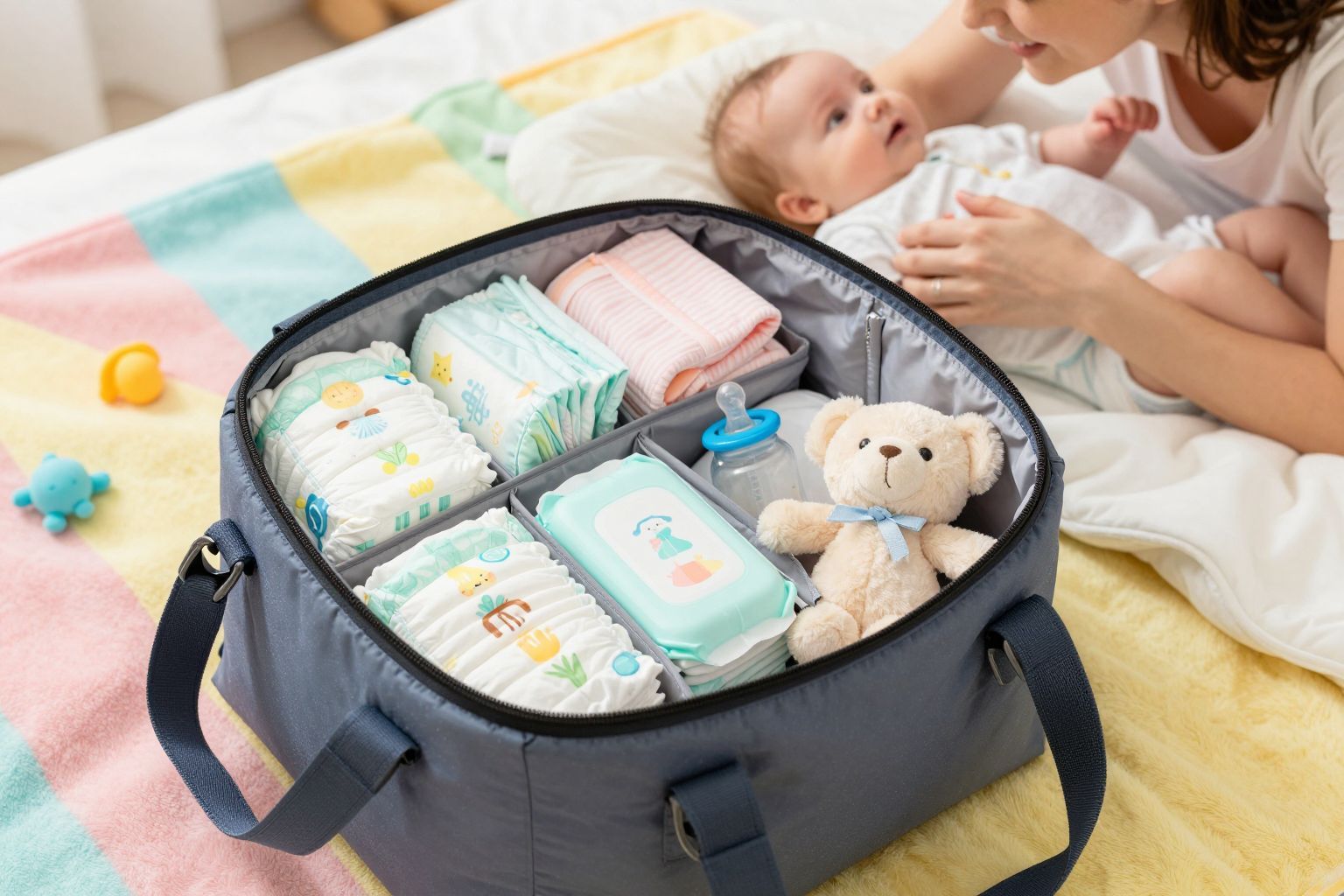 A babatáska tartalma segít a stresszmentes utazásban.