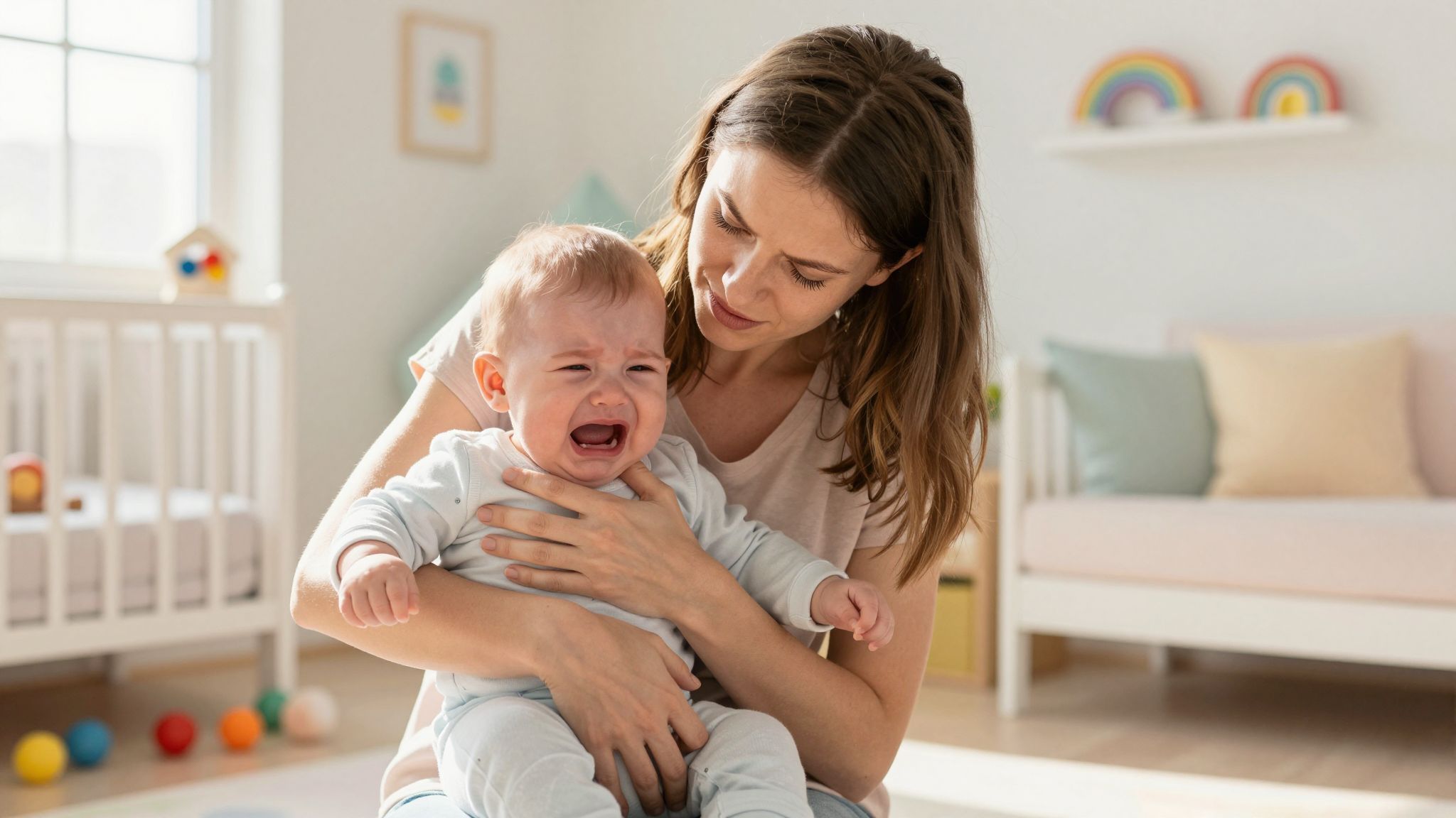 A sírás jelezheti a baba éhségét vagy kényelmetlenségét.