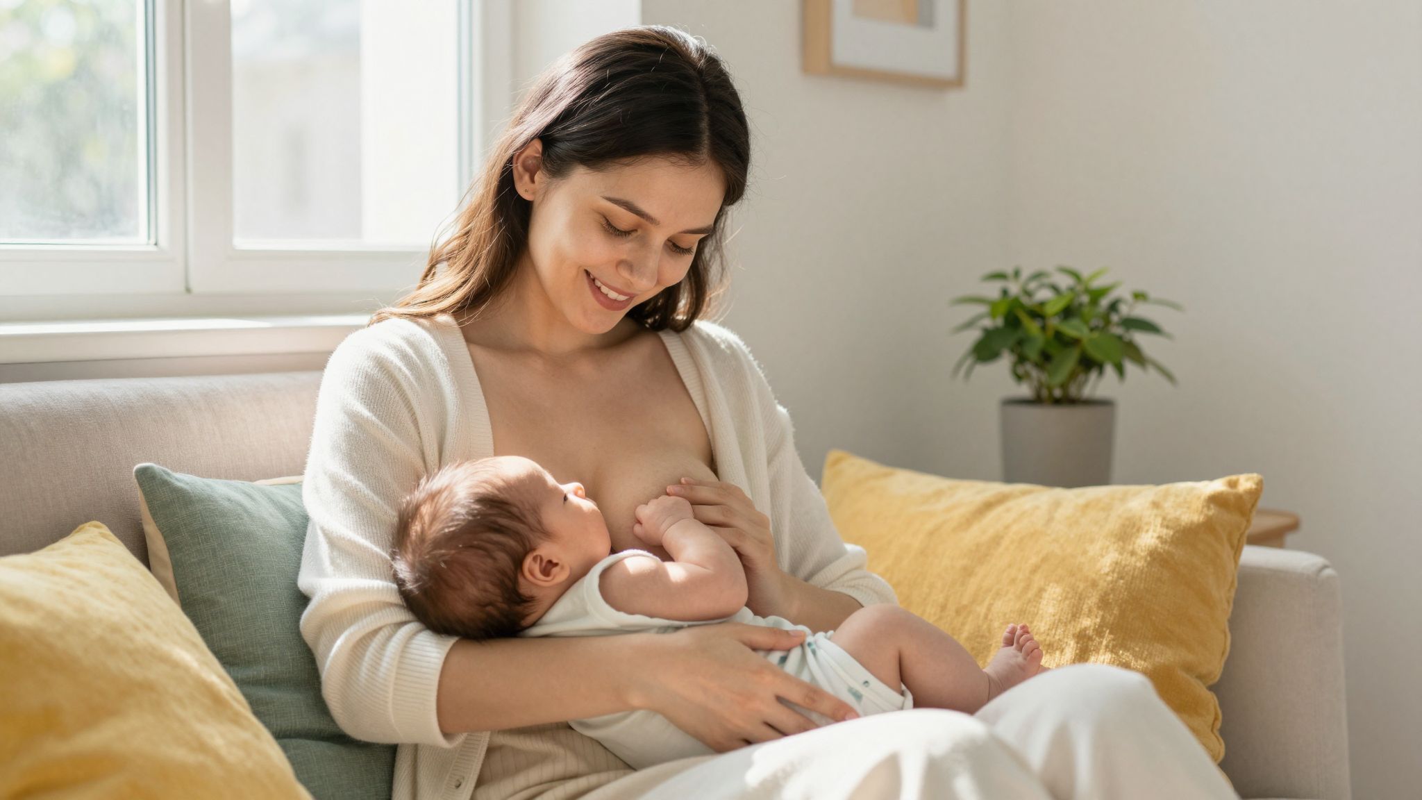 Szoptatás során a baba pozíciója kulcsfontosságú a sikerhez.
