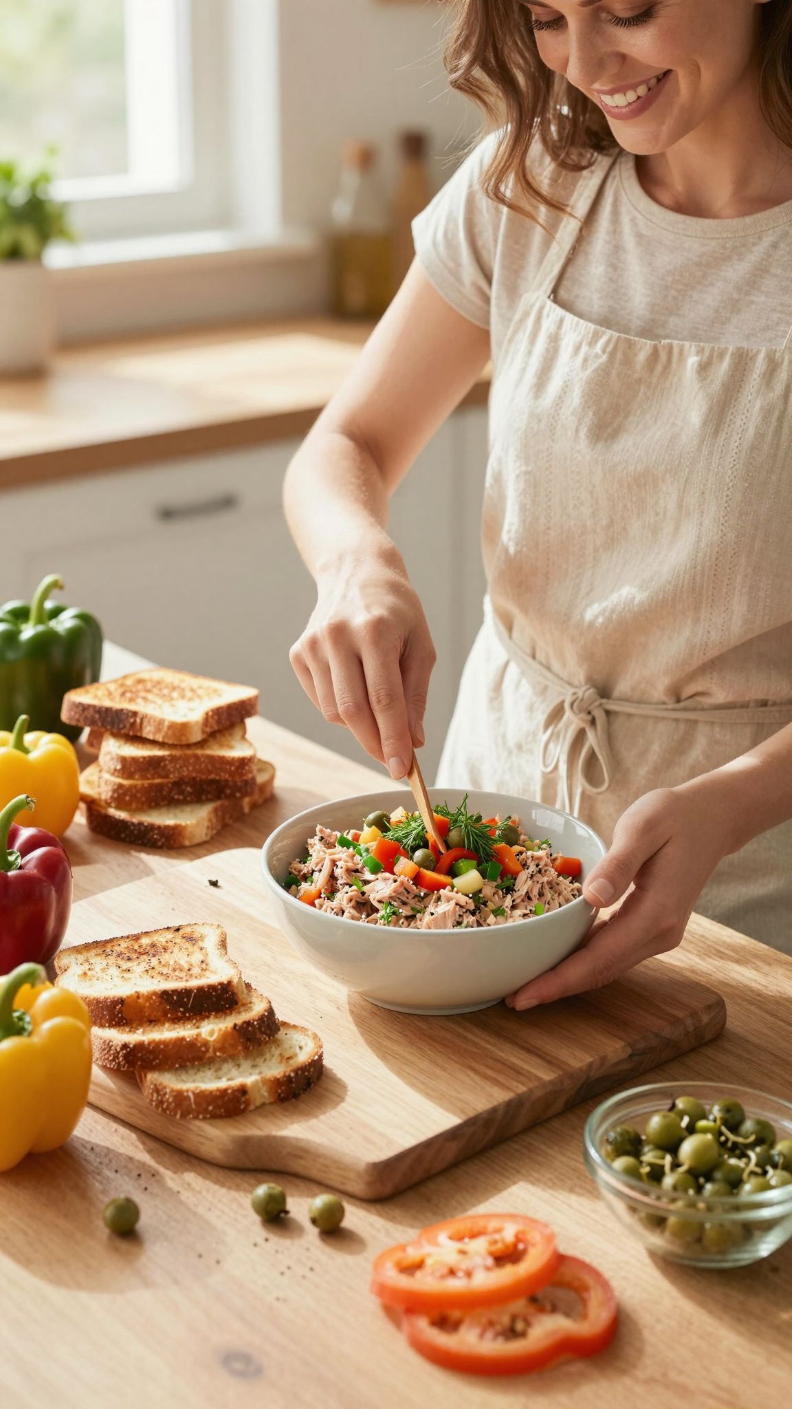Fűszerek és olajbogyó különleges ízt ad a tonhalkrémnek.