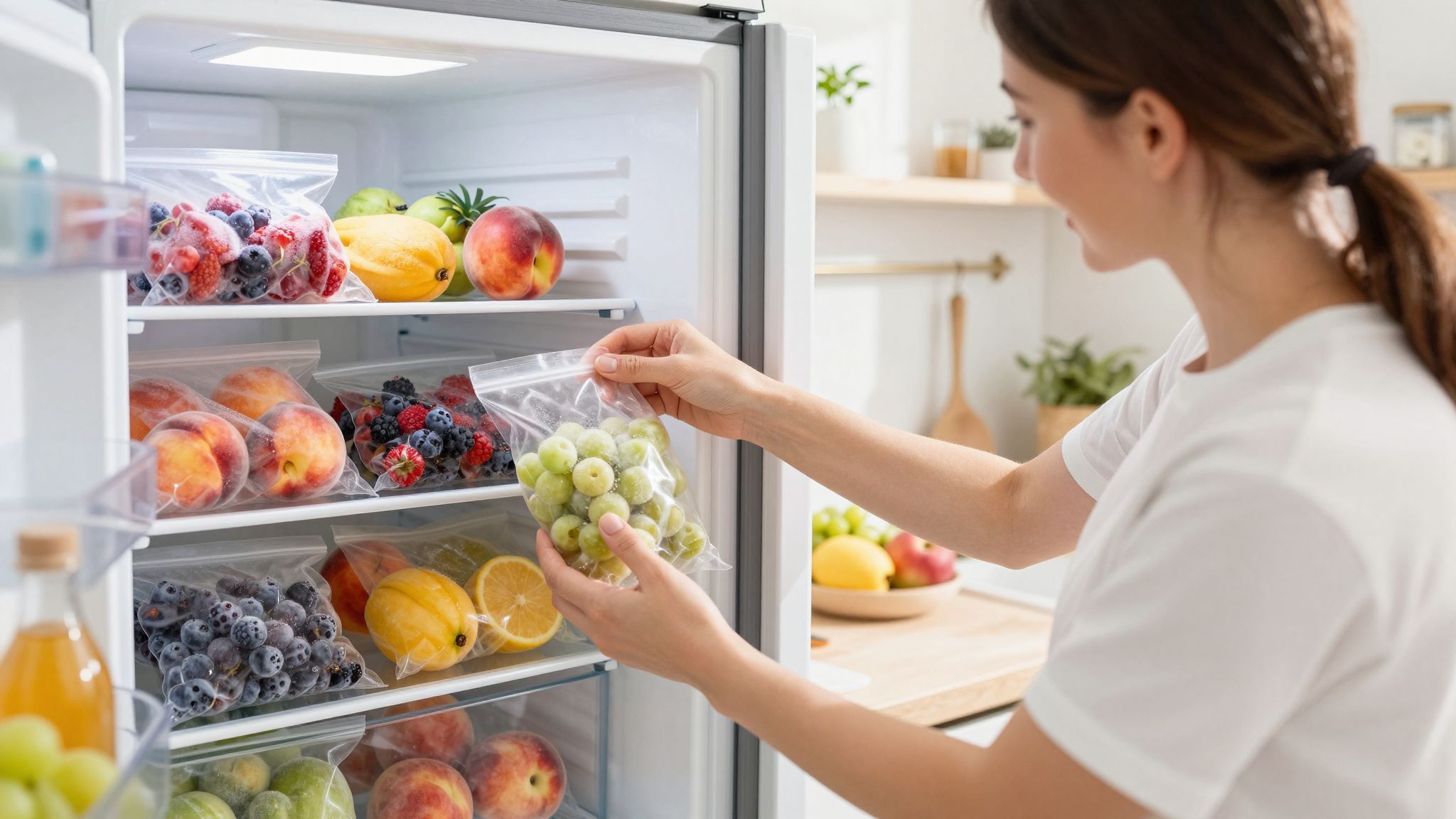 A fagyasztó optimalizálásával több helyet nyerhetsz a gyümölcsöknek.
