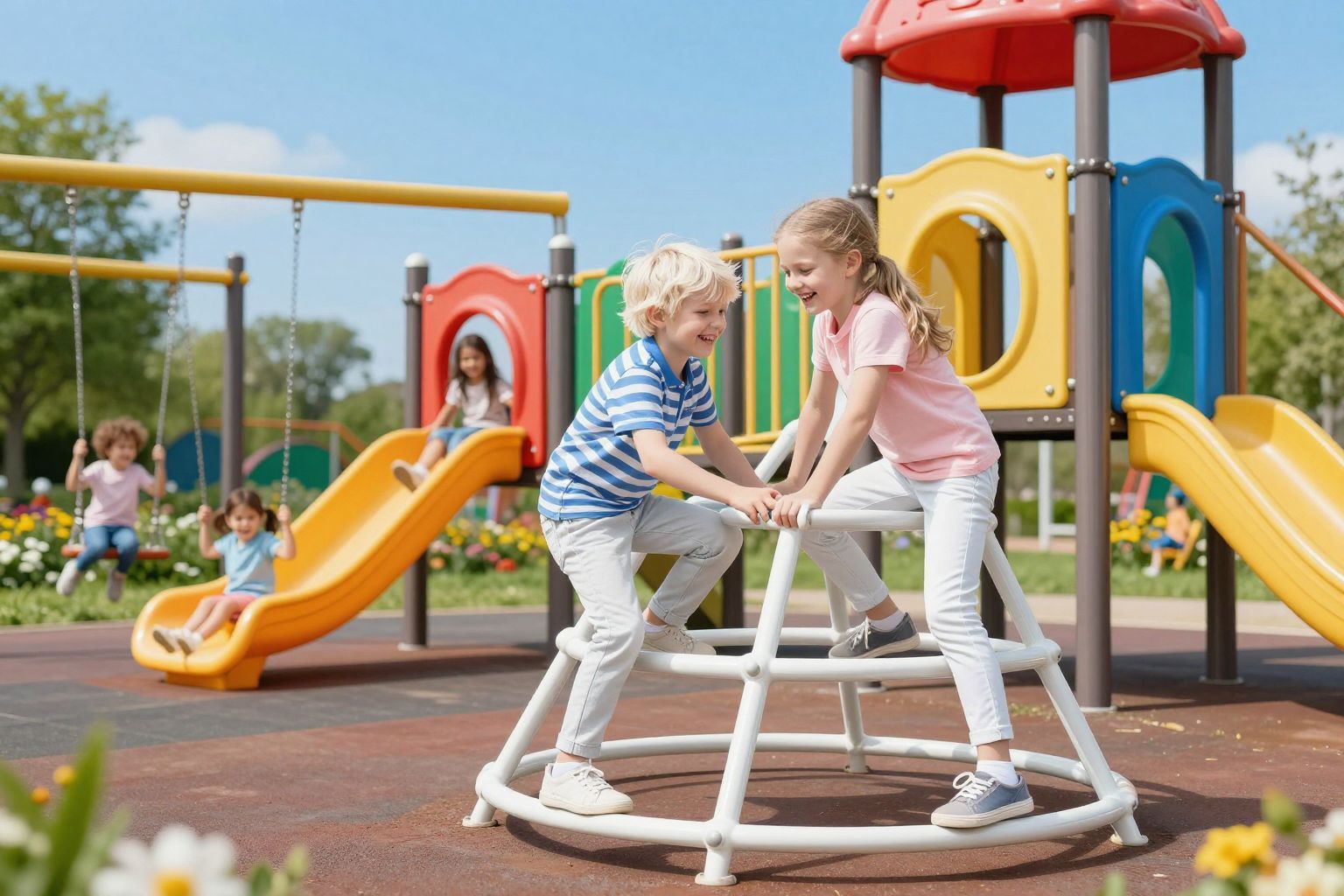 A játszótéri játékok erősítik a szociális készségeket.