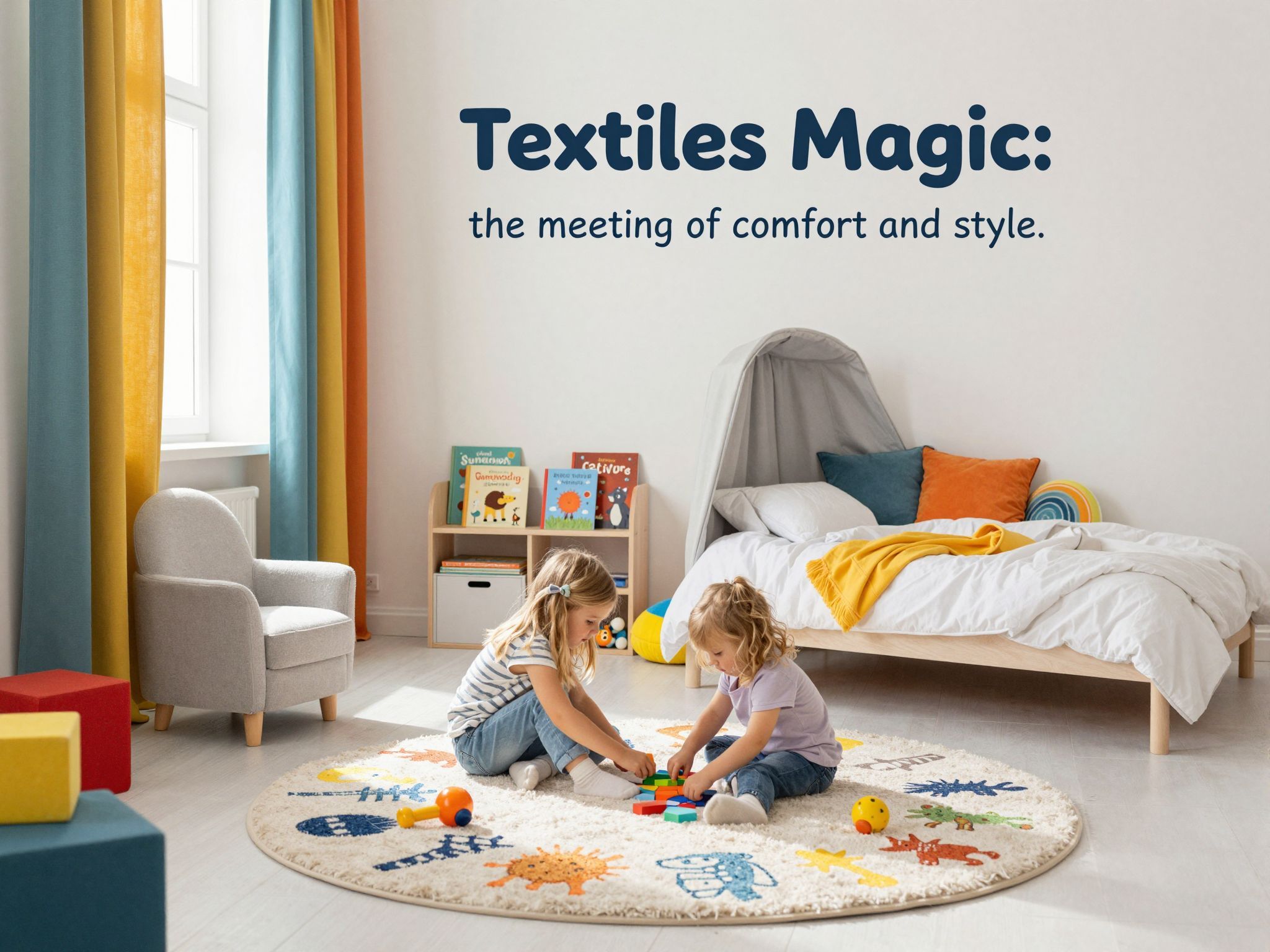 A gyerekszobában a textíliák színt és puhaságot adnak.