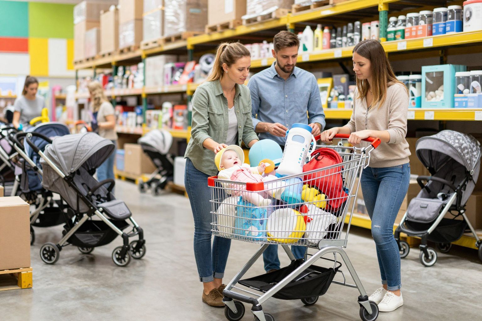A logisztikai központ hatékonyan támogatja a bevásárlás folyamatát.
