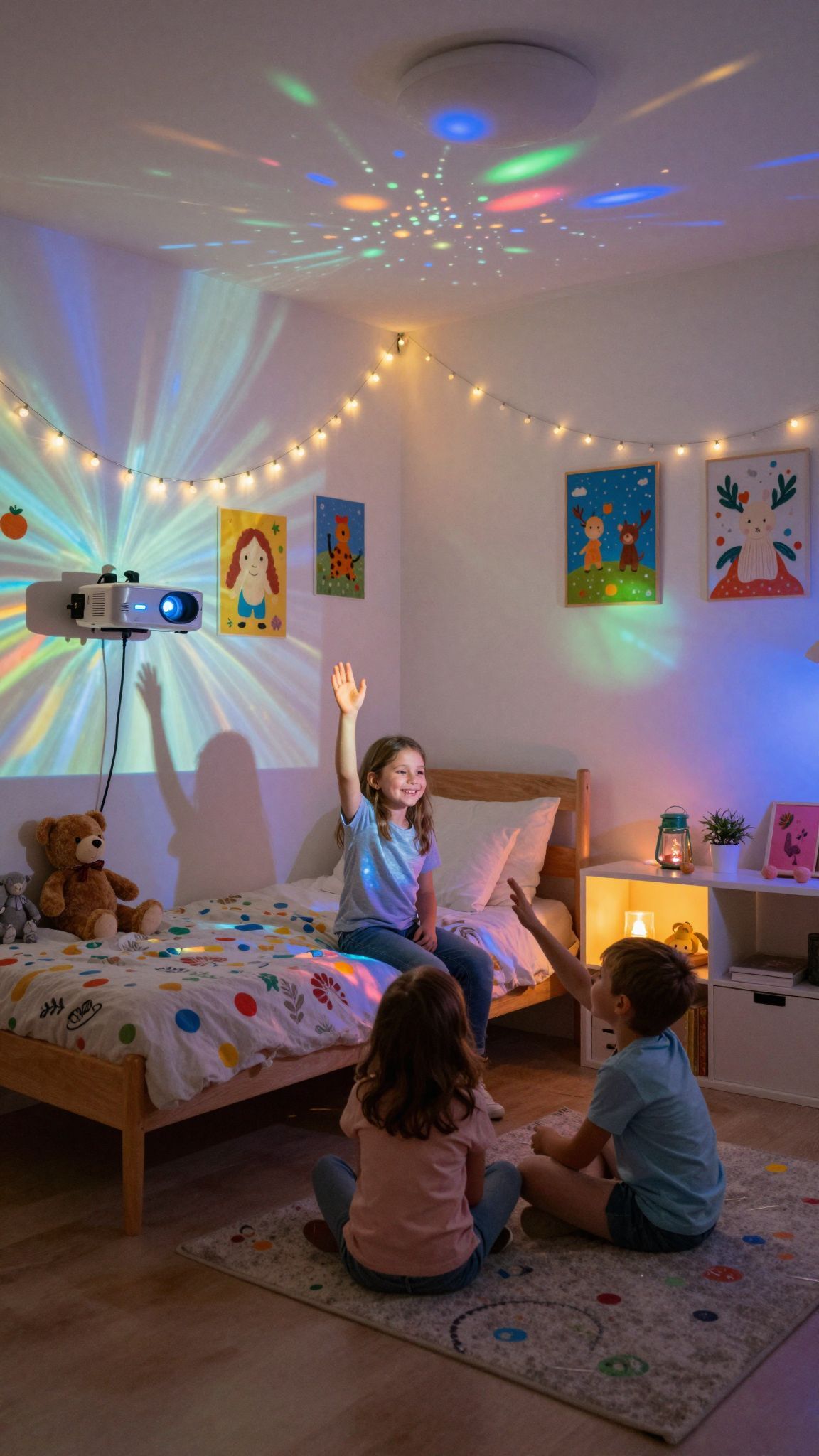A fények megnyugtatják a gyerekeket és biztonságérzetet adnak.