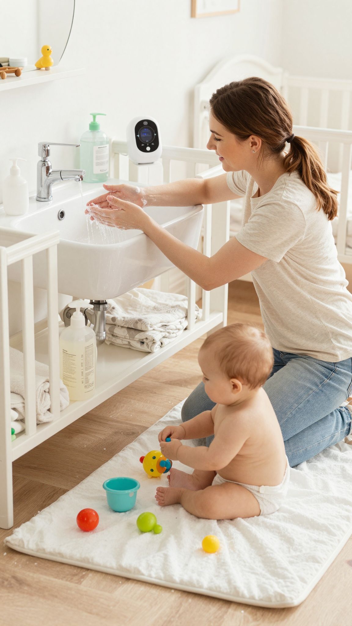 A rendszeres kézmosás kulcs a babák védelméhez.