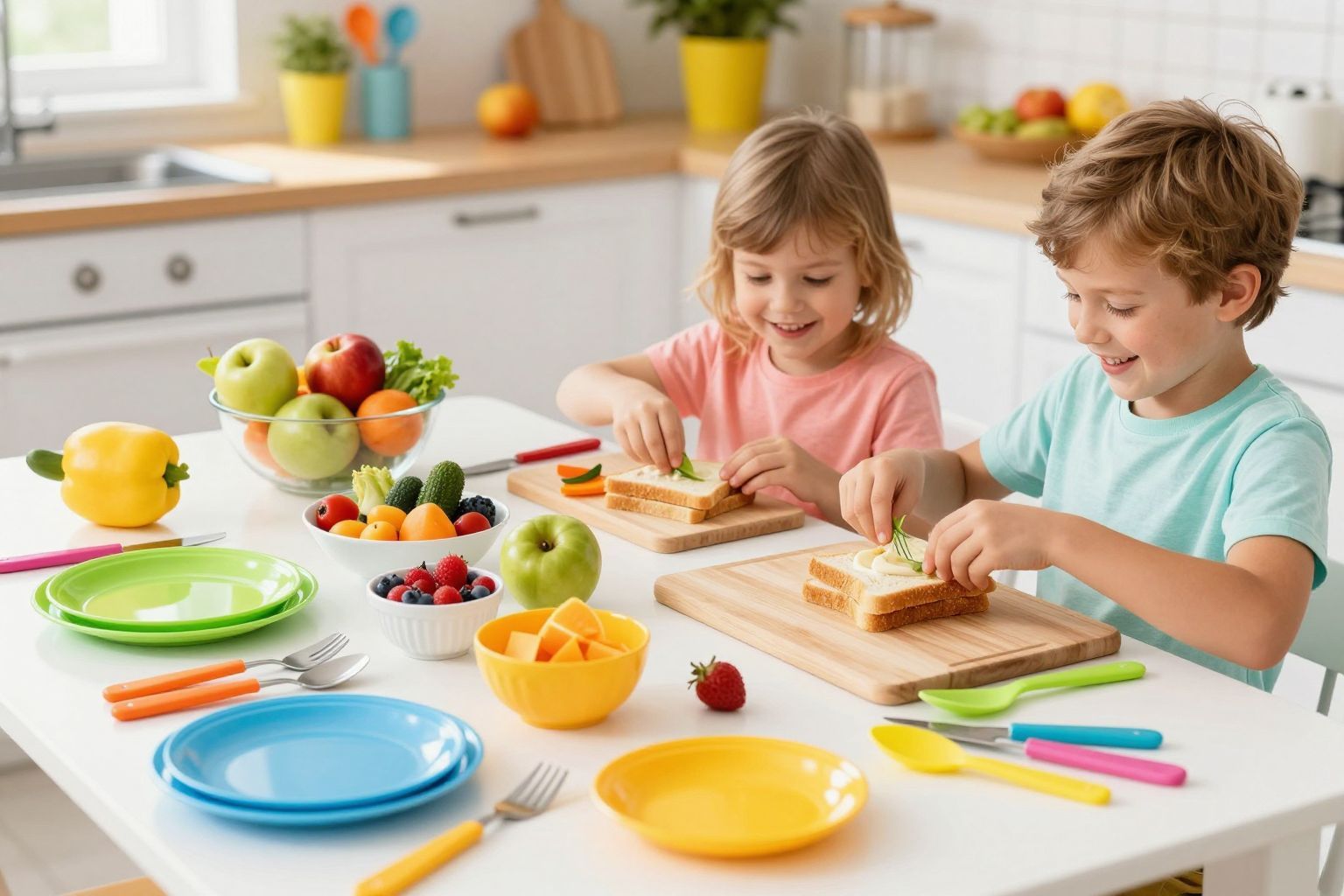 A színes eszközök ösztönzik a gyerekek kreativitását uzsonnánál.