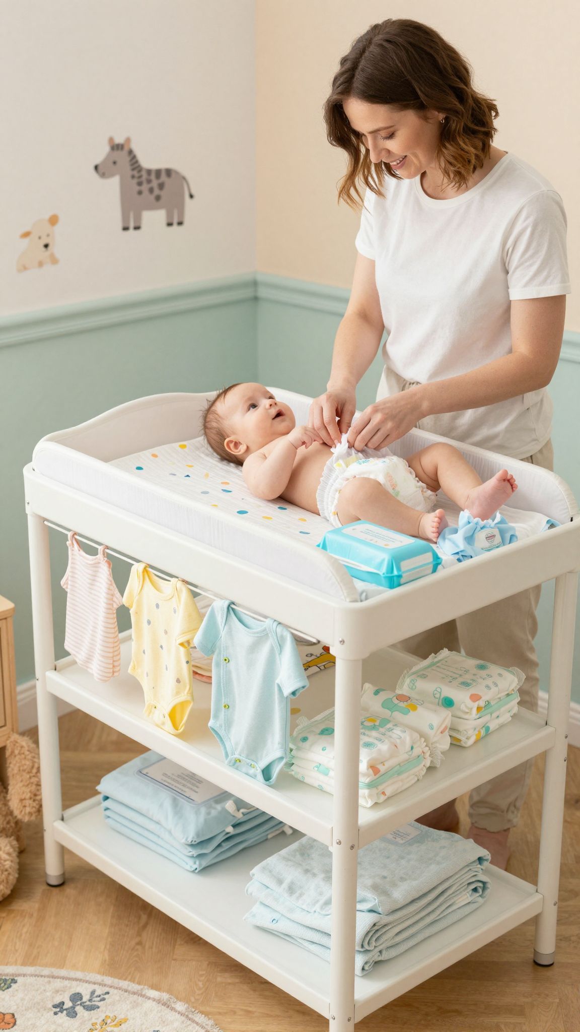 A pelenkázás során érdemes mindent kéznél tartani.