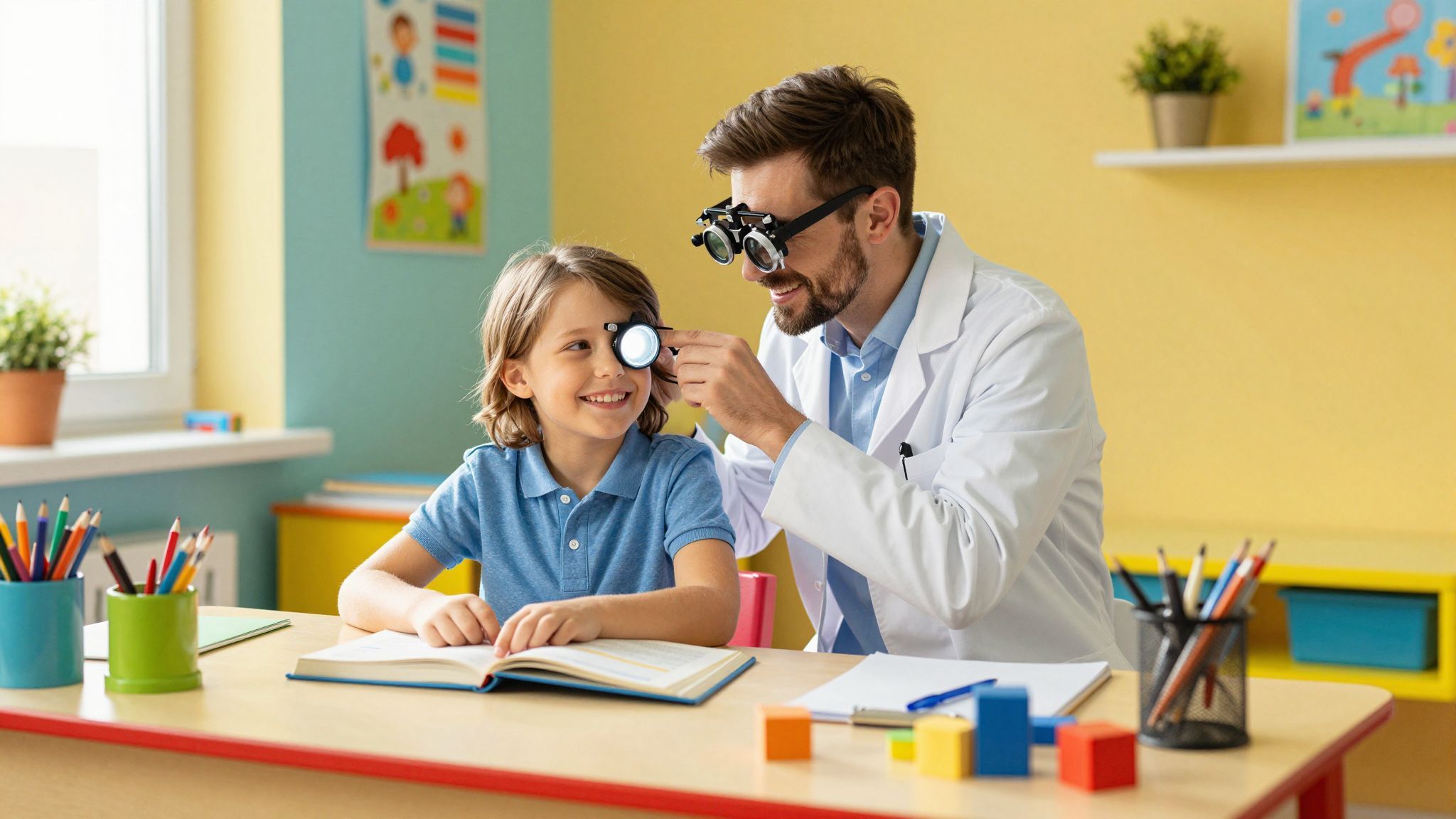 A látásvizsgálatot évente érdemes elvégezni gyerekeknél.