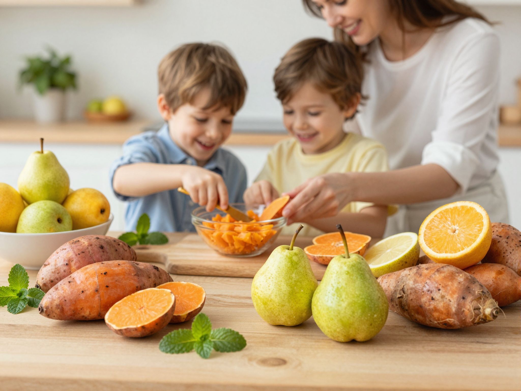 Az édes burgonya és körte gazdag tápanyagforrás.