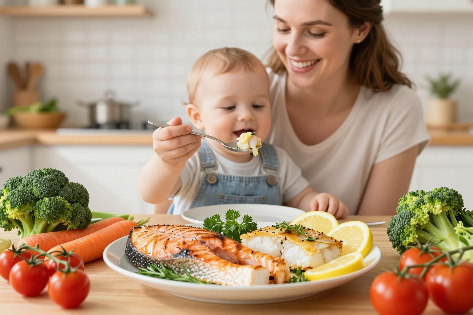 Kínálj halat pürésítve zöldségekkel a baba étkezéséhez!