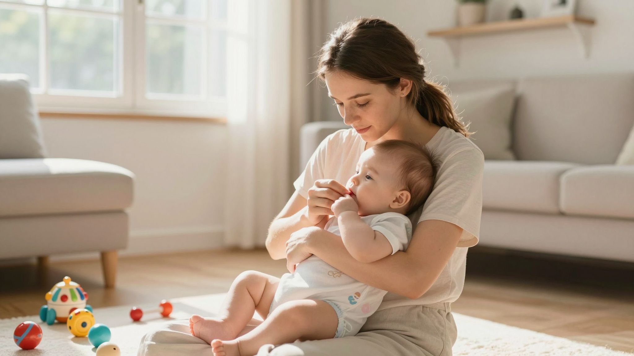 A szülői érintés nyugtatja a babát büfizéskor.