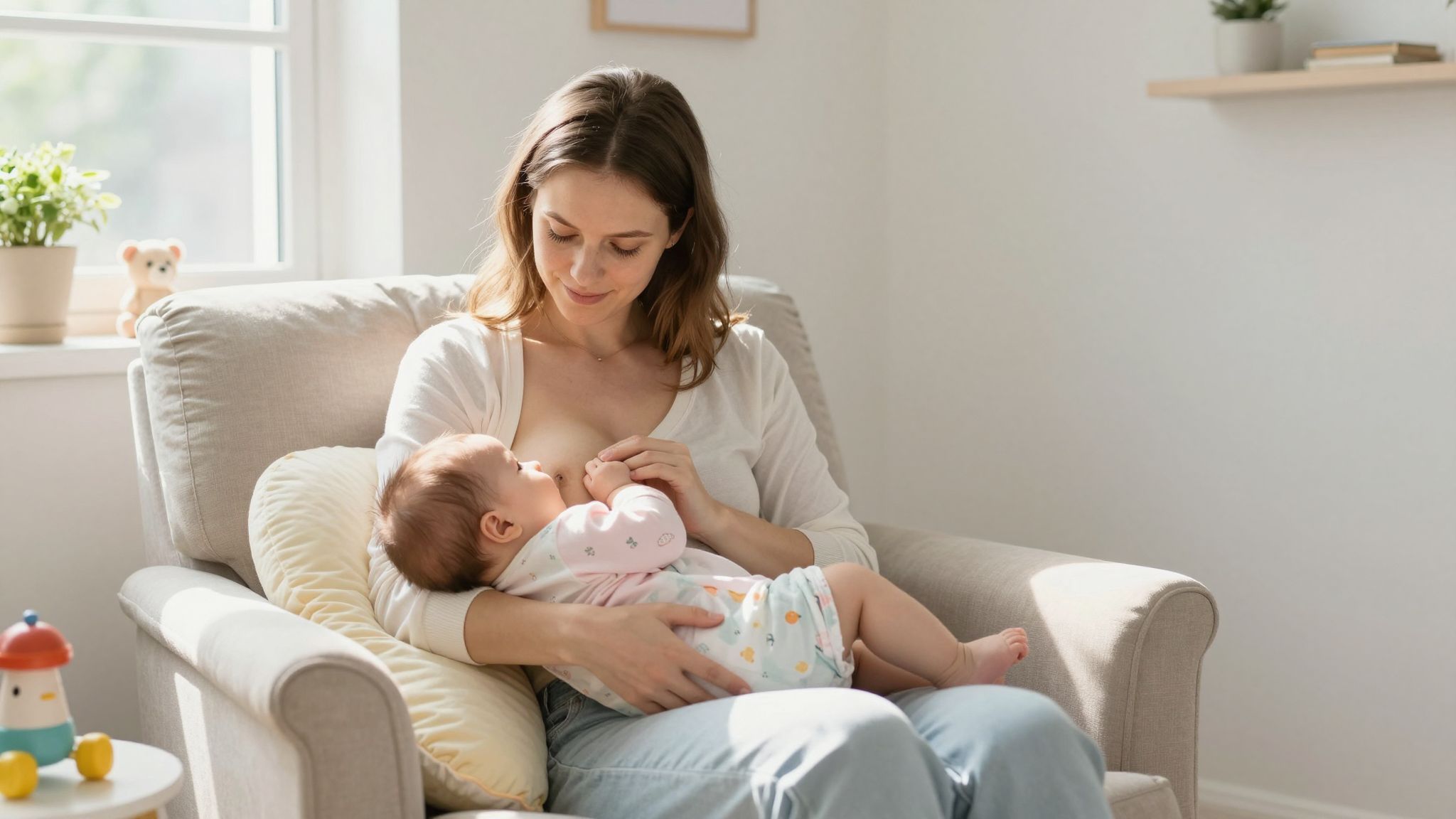 A helyes szoptatási pozíció elkerüli a fájdalmat.