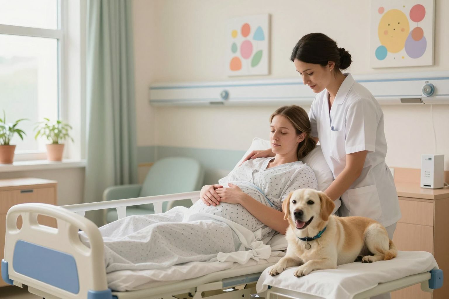 Az állatok segíthetnek a stressz csökkentésében szüléskor.