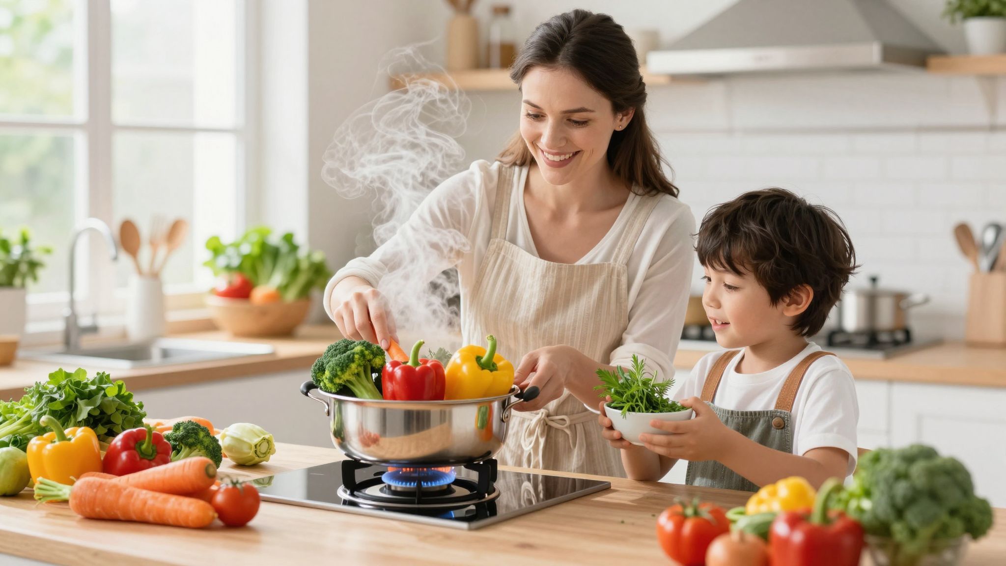 A párolás megőrzi a zöldségek vitaminjait és ízét.
