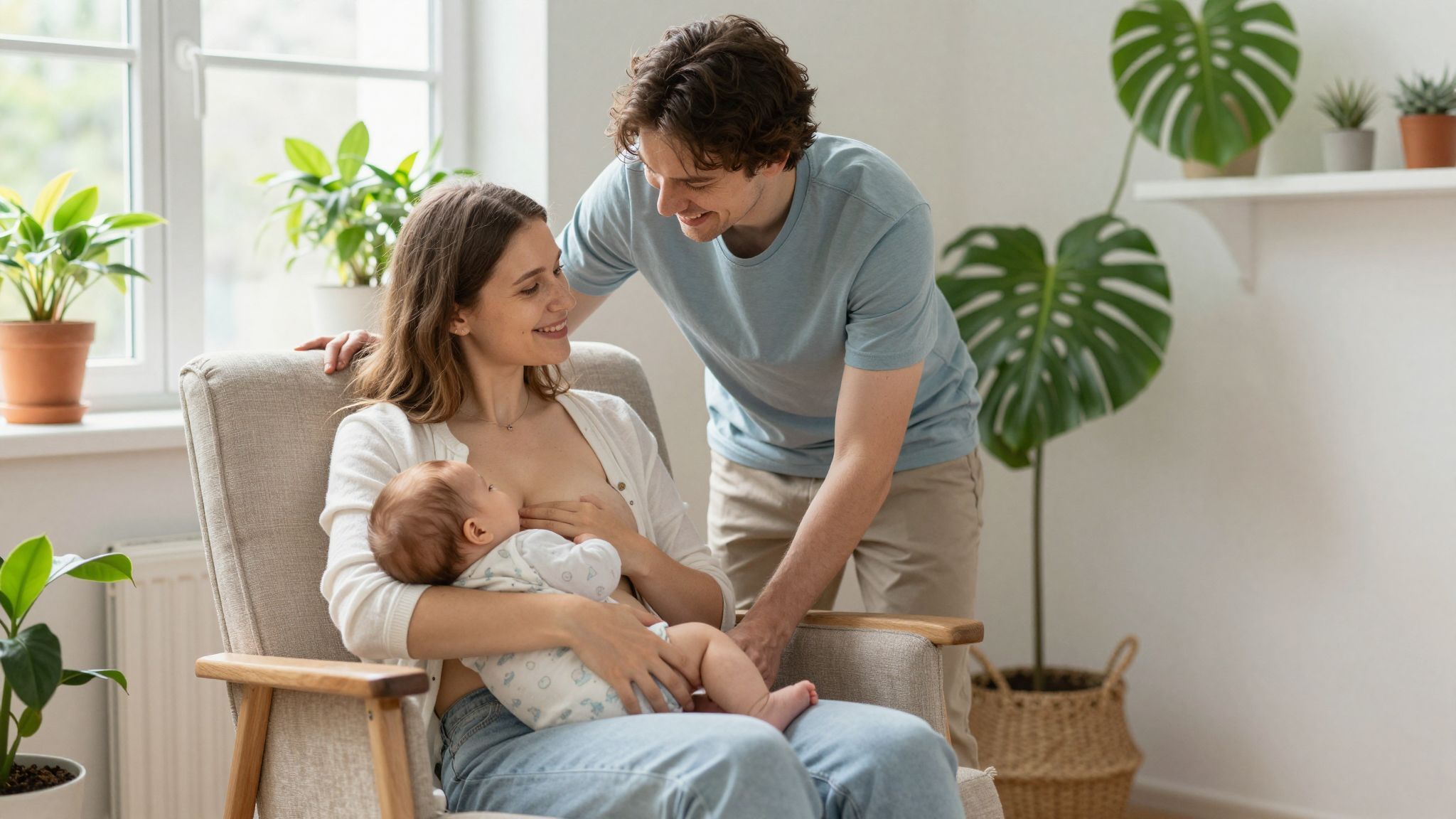 A partner támogatása kulcsfontosságú a sikeres szoptatáshoz.