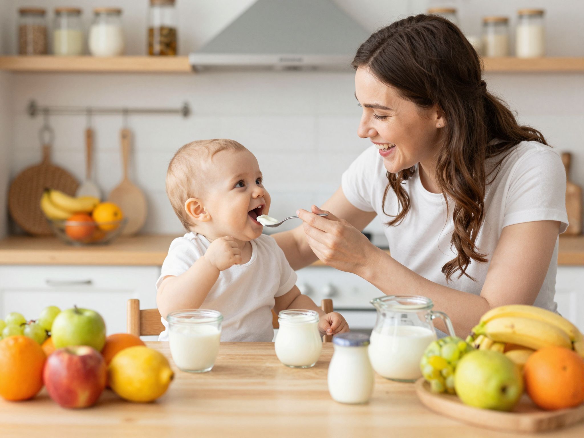 A natúr joghurt probiotikumai segítik a baba emésztését.