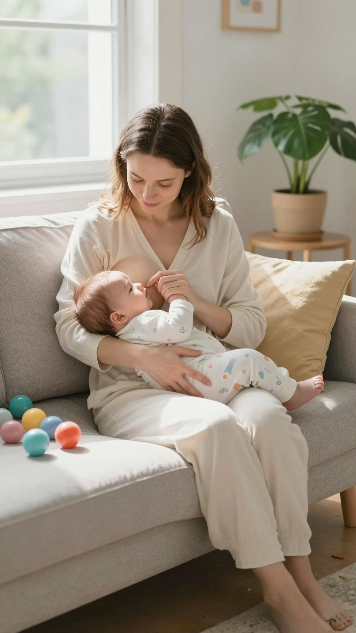 Az igény szerinti szoptatás segíti a baba fejlődését.