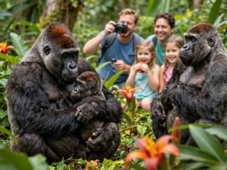 Lenyűgöző képek egy gorillacsalád életéből: a gondoskodó anya és bébije