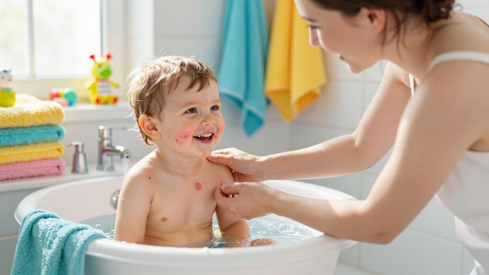 A megfelelő fürdetés segíthet a bárányhimlő tüneteinek enyhítésében.