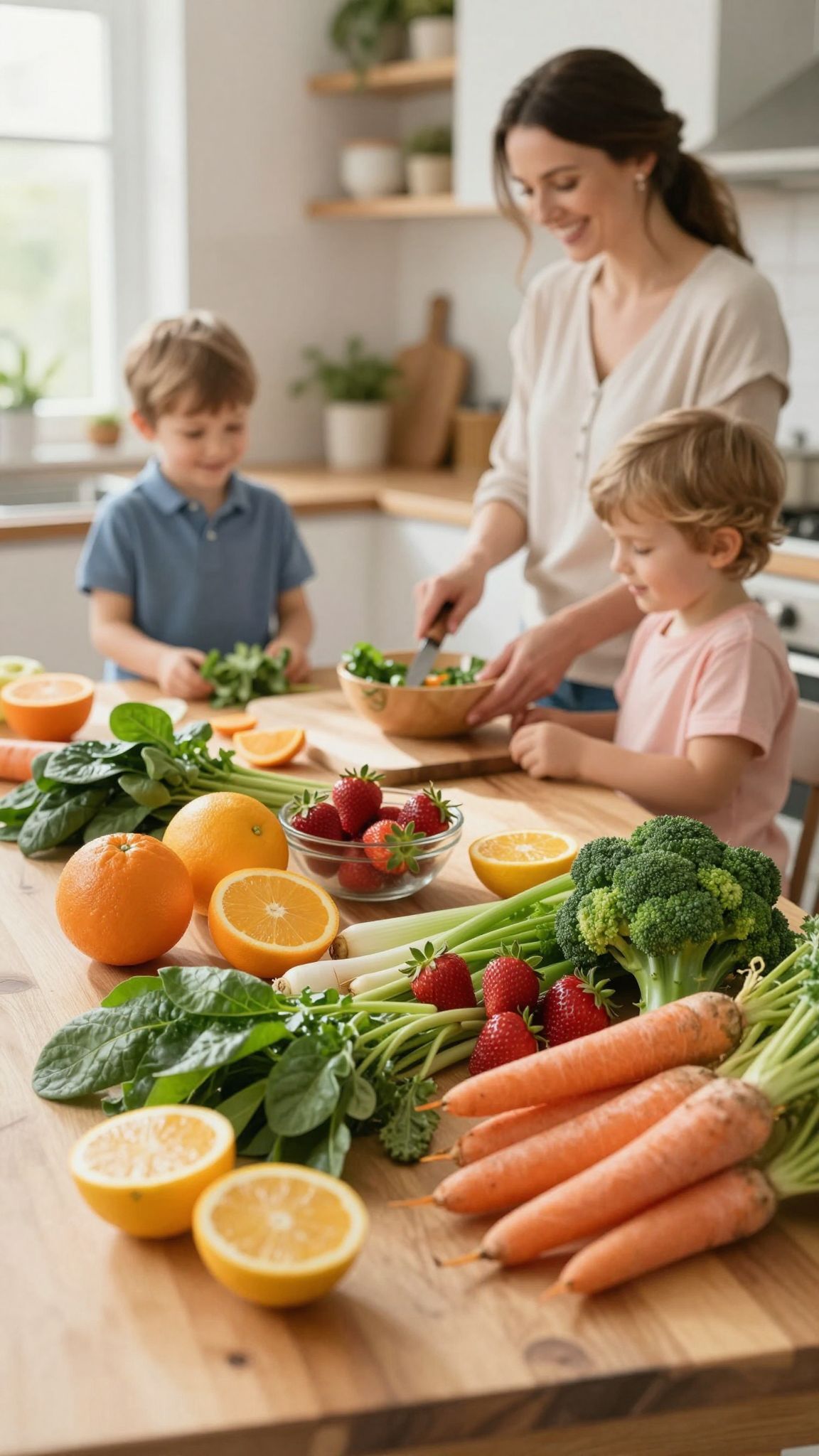 A friss gyümölcsök és zöldségek vitaminokban gazdag források.
