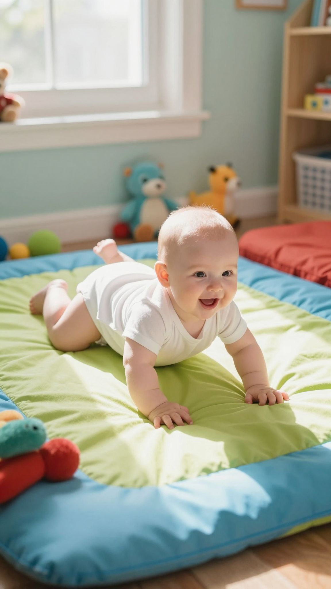 A gurulás segíti a baba térbeli tudatosságának fejlődését.