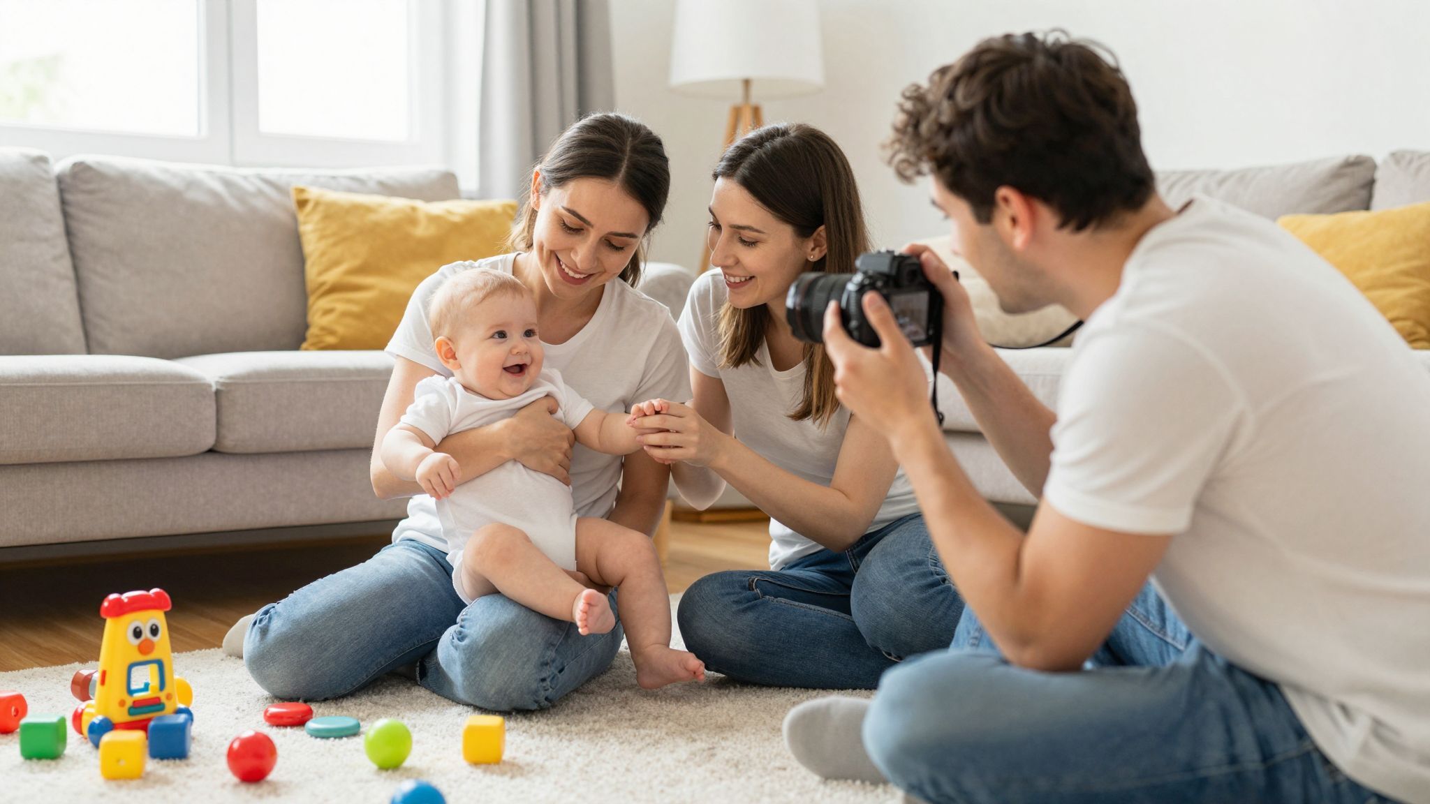 A türelem kulcs a sikeres babafotózáshoz otthon.