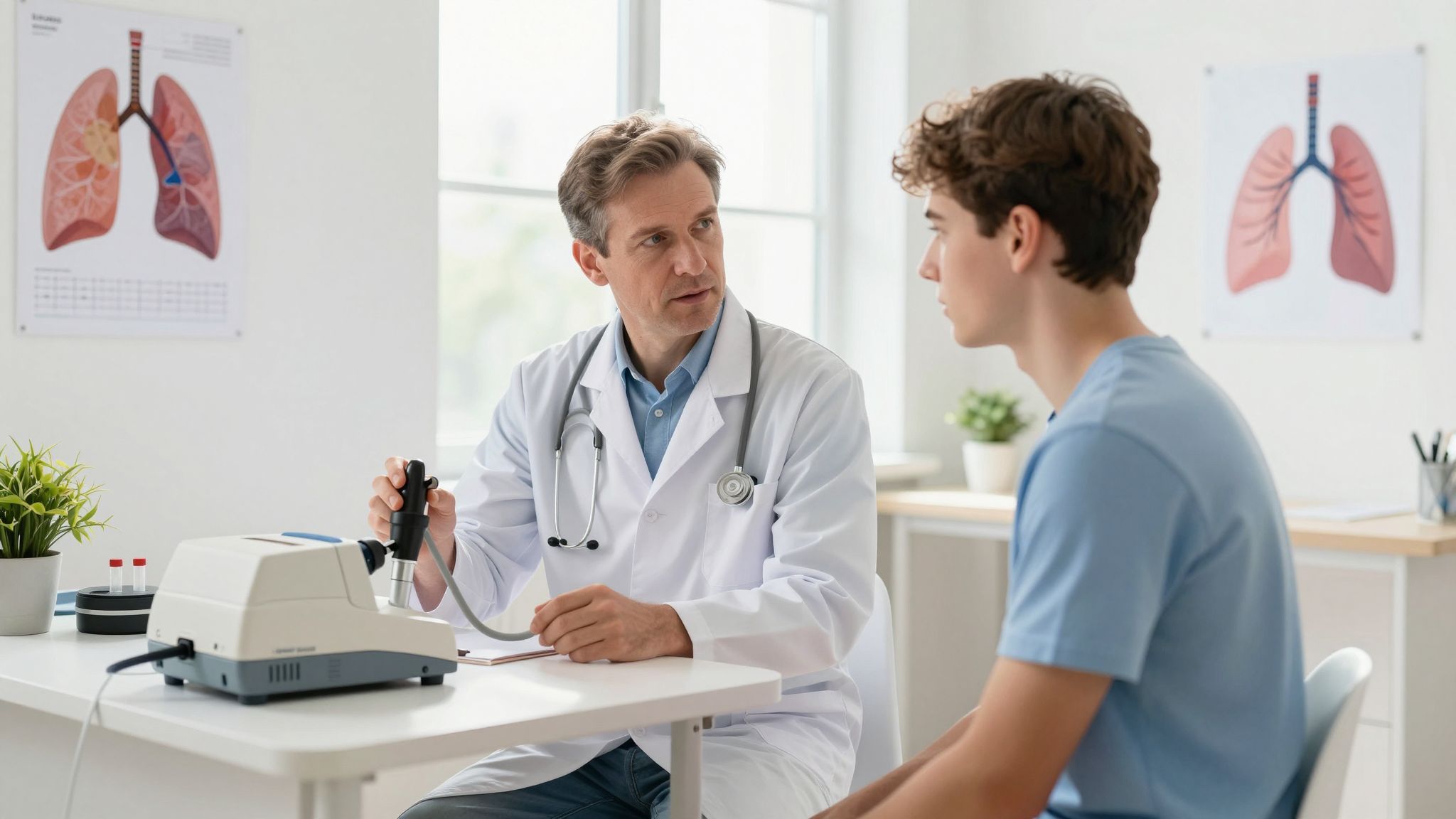 A spirometria a légzésfunkció kulcsfontosságú értékelése asztmában.