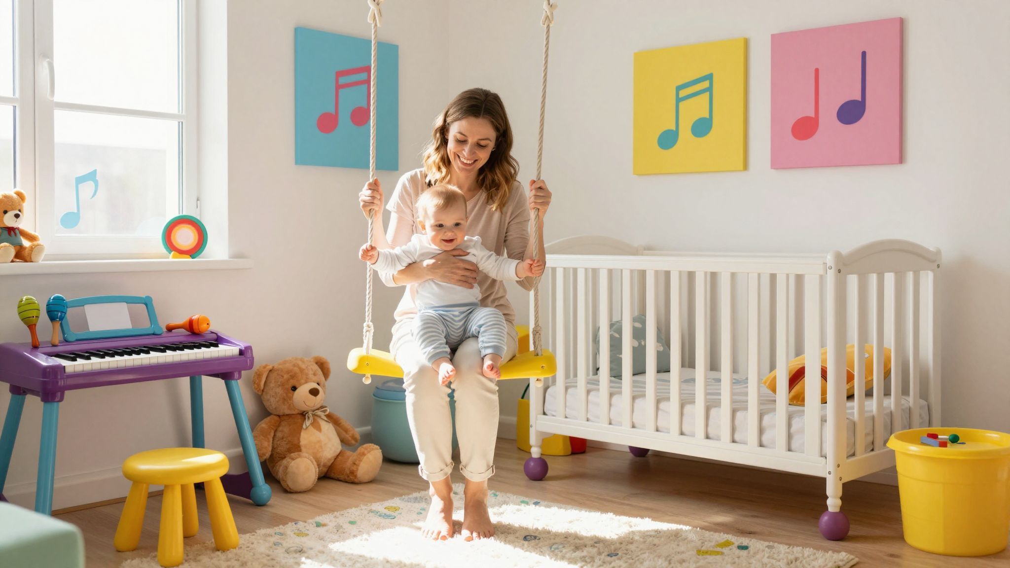 A zene stimulálja a baba érzékeit és motoros fejlődését.