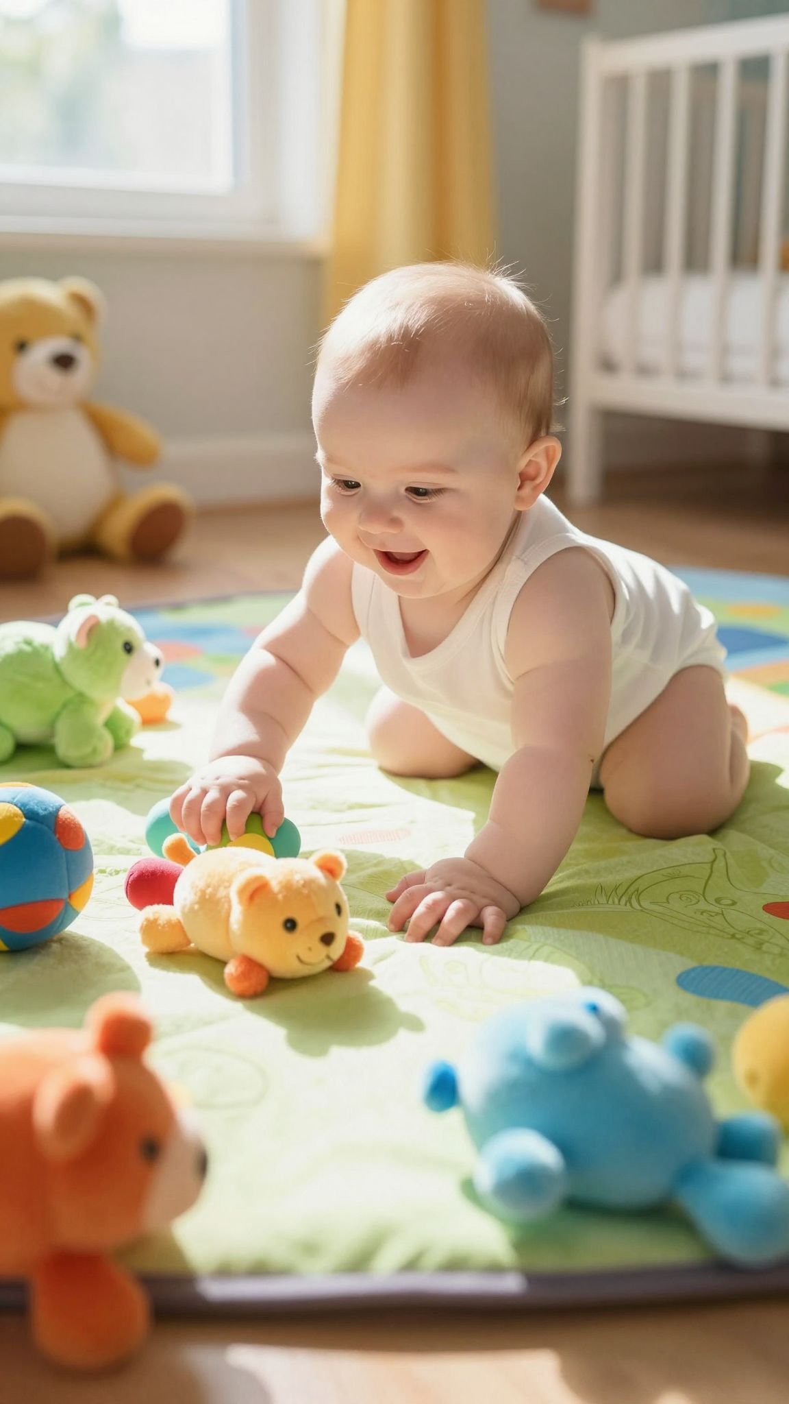 A csecsemők 3-6 hónaposan kezdenek forogni és ülni.