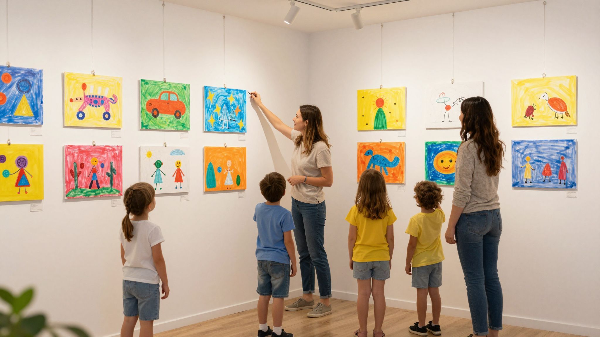 A galéria színes falai serkentik a gyerekek kreativitását.