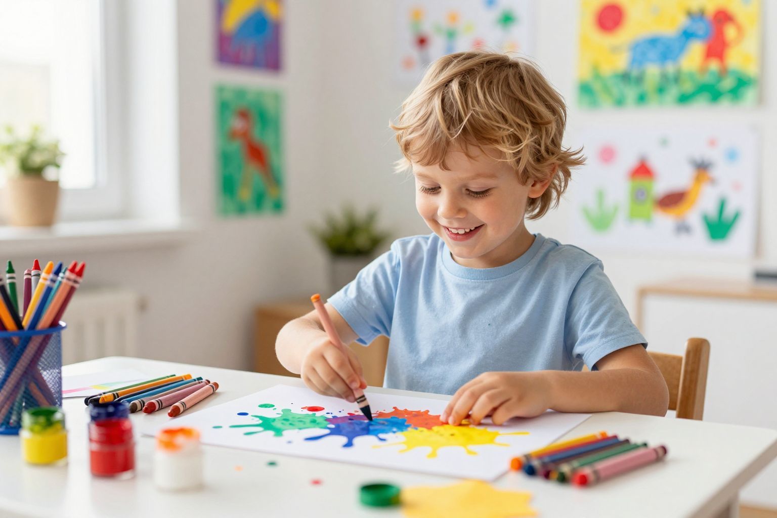 A gyerekek négy éves korban bátran kísérleteznek a művészetekkel.