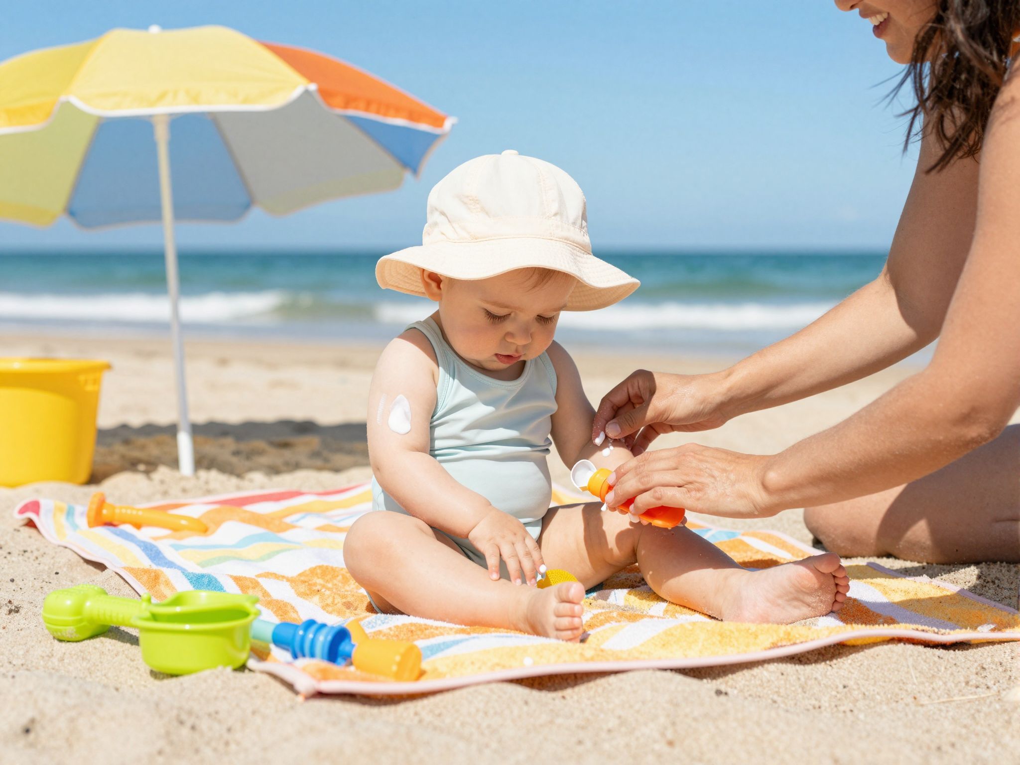 A babák bőre érzékeny, folyamatos árnyékot biztosíts!