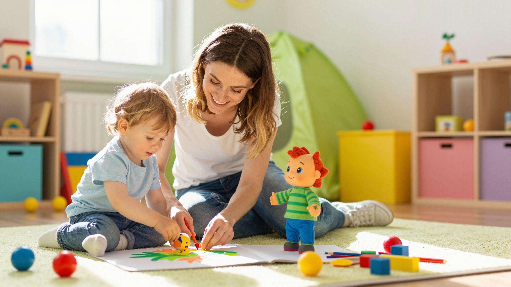 A játék során a baba érzelmi fejlődése kiemelt fontosságú.