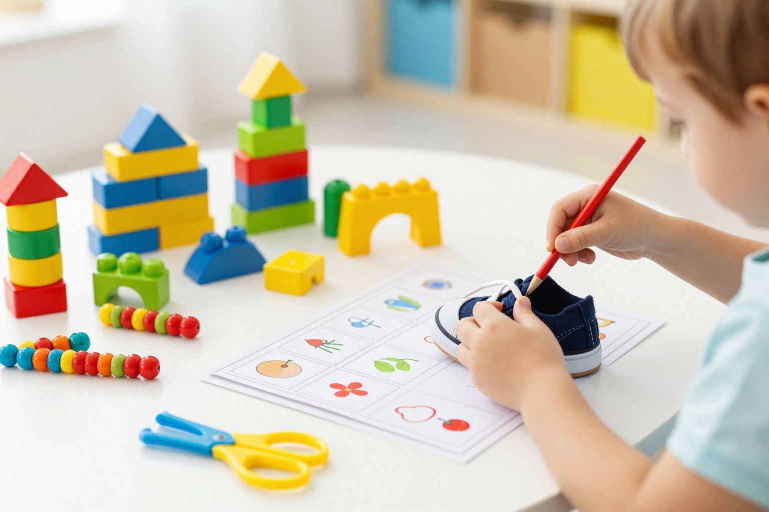 Színes játékok segítik a finommotorika fejlődését.