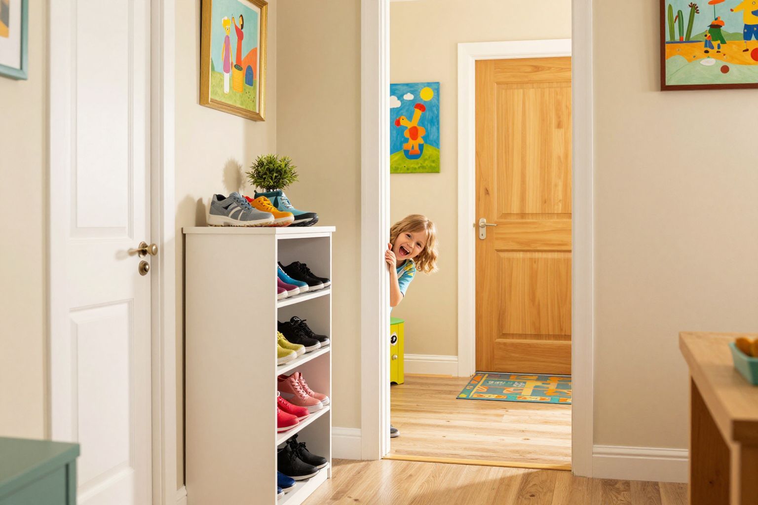 A cipős szekrények gyakori rejtekhelyek a gyerekeknek.