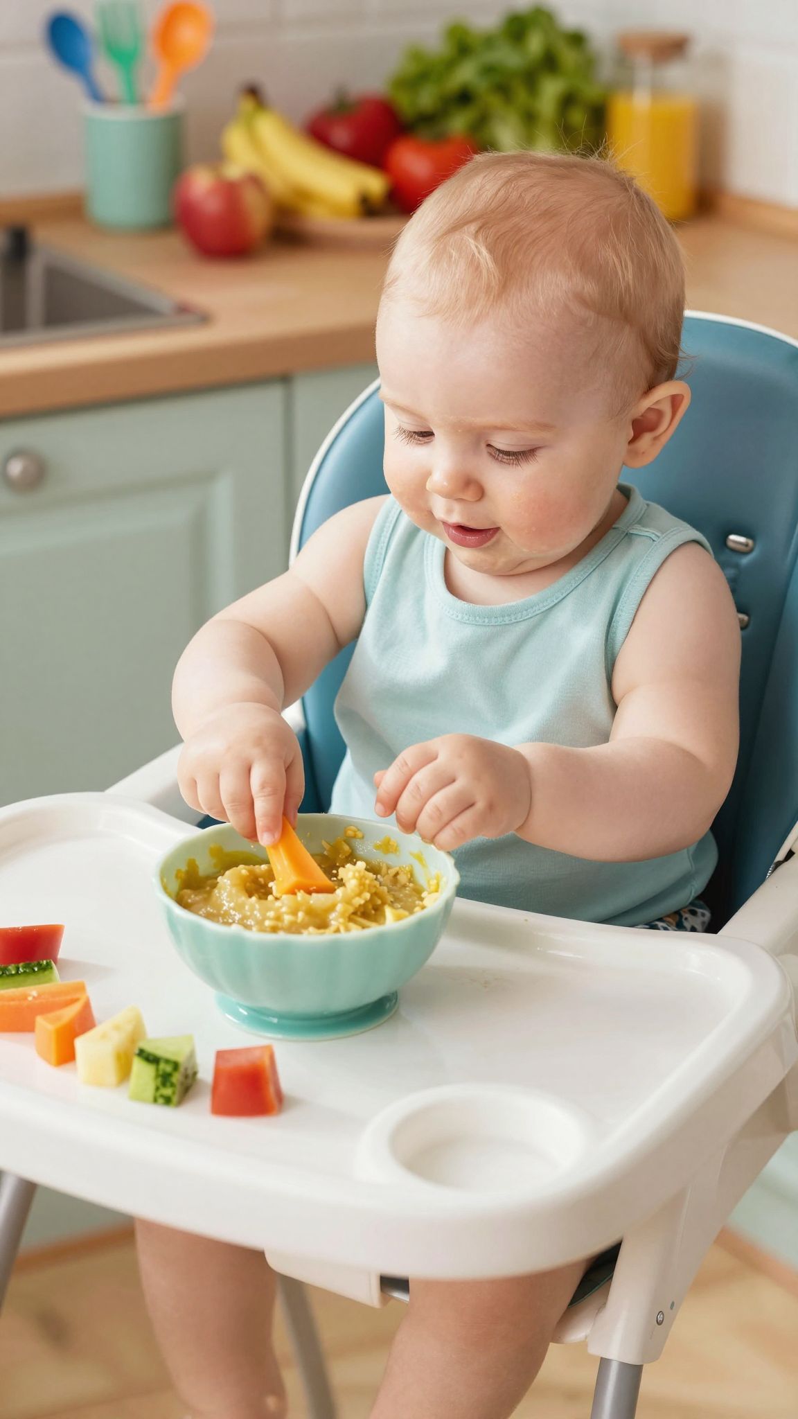 A püré és falatok közötti választás hatással van a fejlődésre.