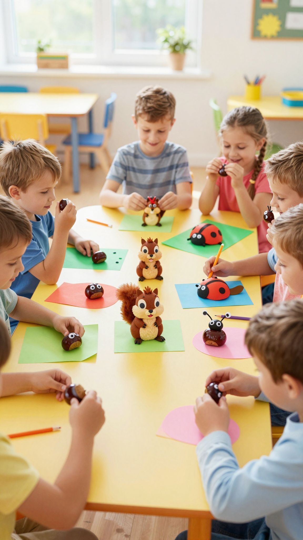 A gesztenyefigurák fantáziadús létrehozása serkenti a kreativitást.