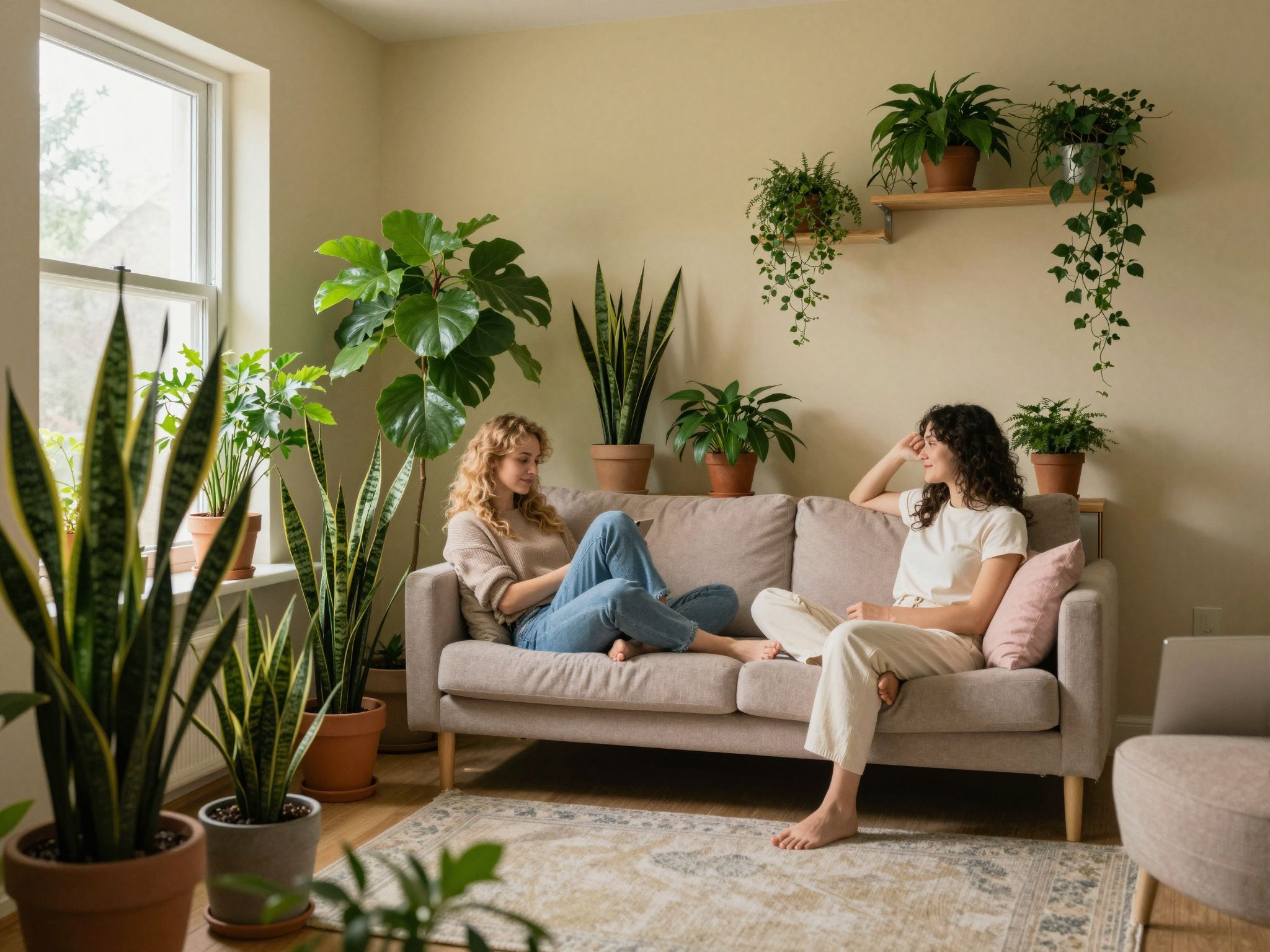 A sötét terekben a növények feldobják a hangulatot.