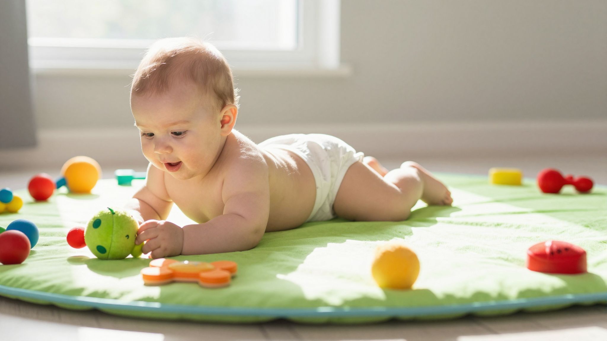 A hason fekvés erősíti a baba törzsizmát.