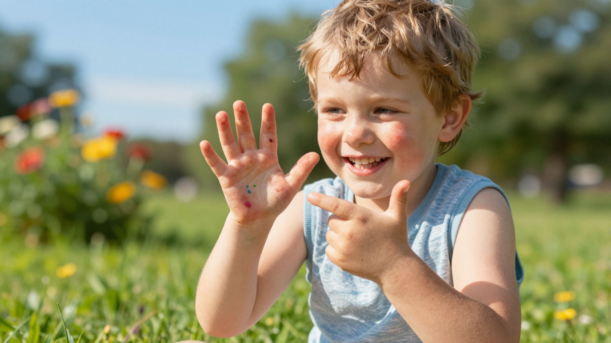 A kiütések színe és elhelyezkedése meghatározó jelek.