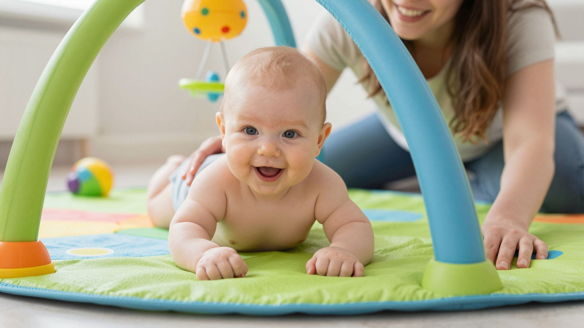 A hasra fekvés erősíti a baba nyak- és vállizmait.